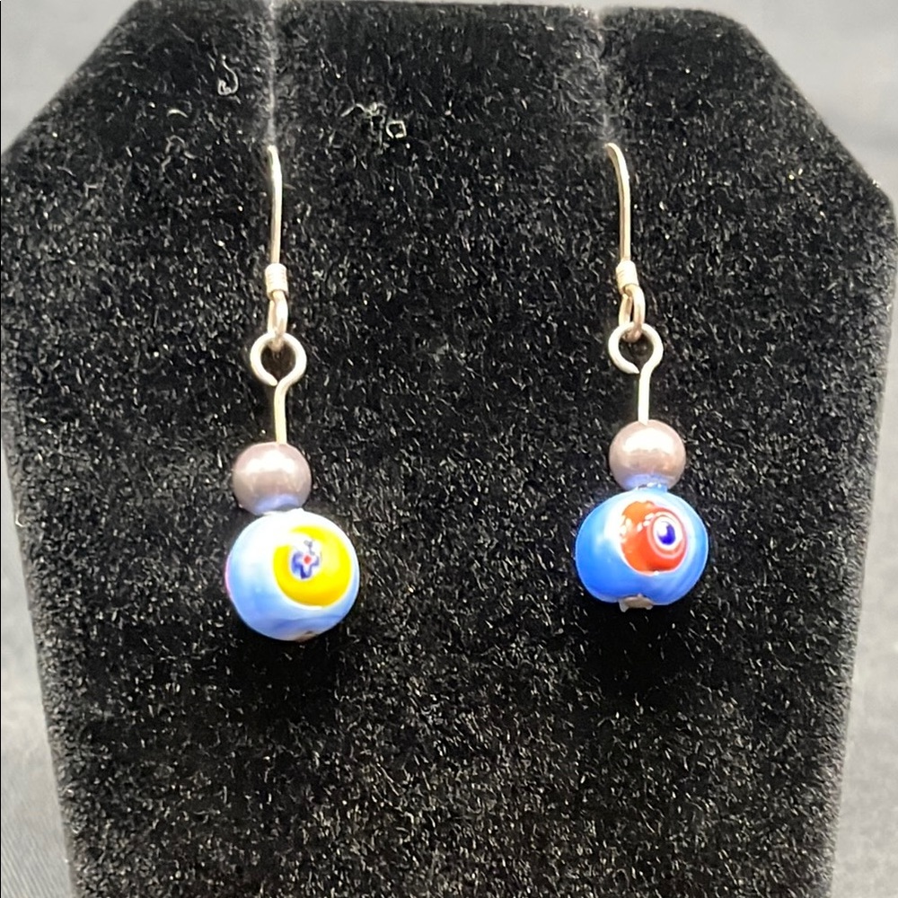 Sterling Silver and Glass Beaded Earrings